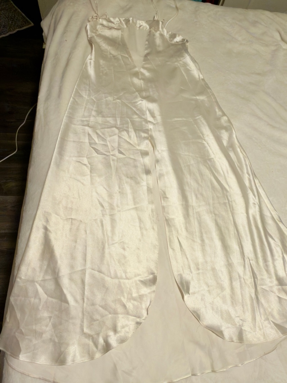 Satin Ivory Slip Skirt with Front Slit